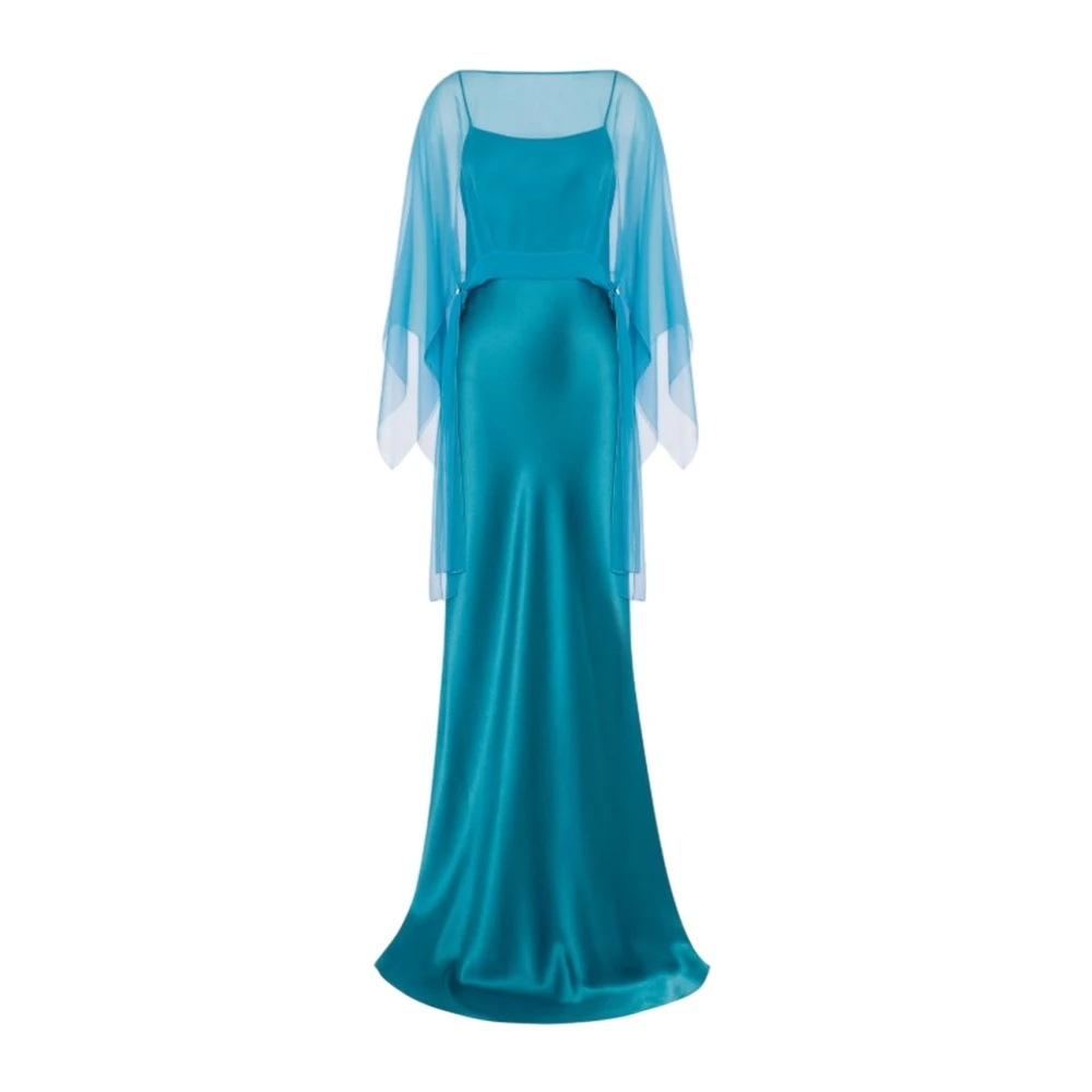 Alberta Ferretti Women's Blue Gowns, L, Polyester Dresses And Jumpsuits
