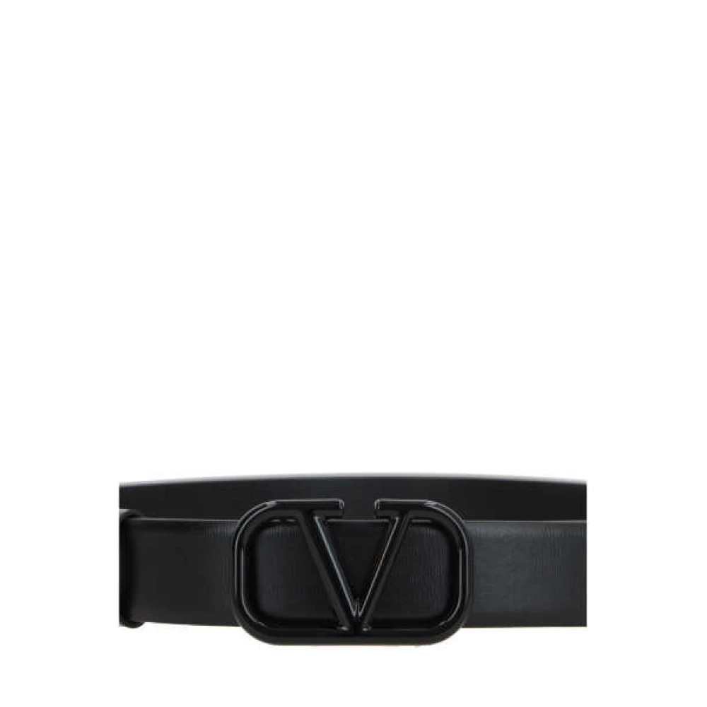 Valentino Garavani Zwarte leren VLogo riem voor vrouwen Black Dames
