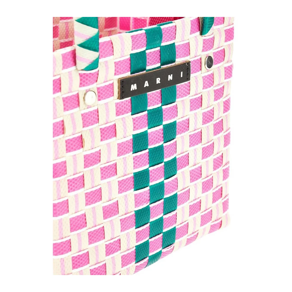 Marni Geweven emmer tas met handvatten Pink Dames