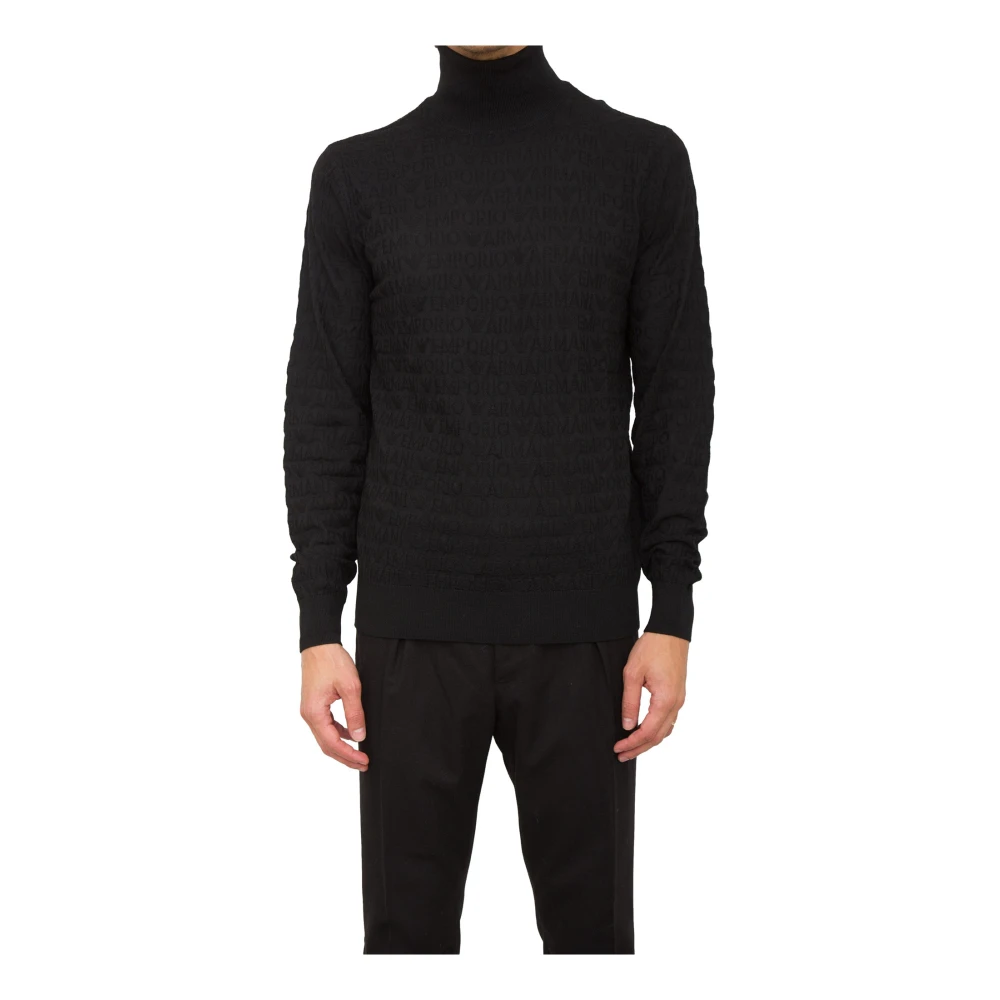 Emporio Armani Svart Pullover Tröja Black, Herr