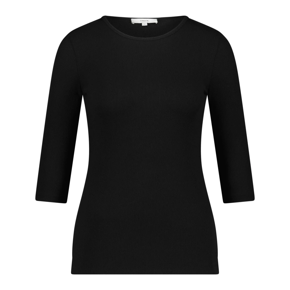 Vince Geribbeld katoenen shirt Black Dames