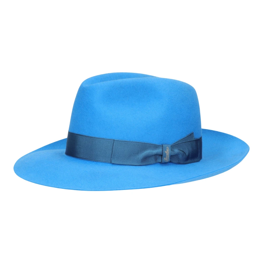 Borsalino Klassieke Fedora Hoed Brede Rand Blue Heren