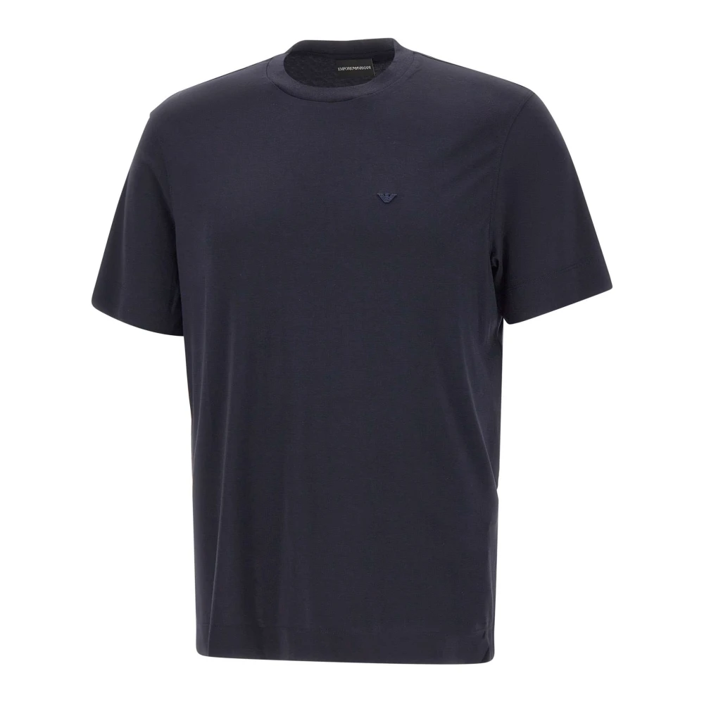 Emporio Armani Herr Blå Toppar L, Silk And Modal T-Shirt