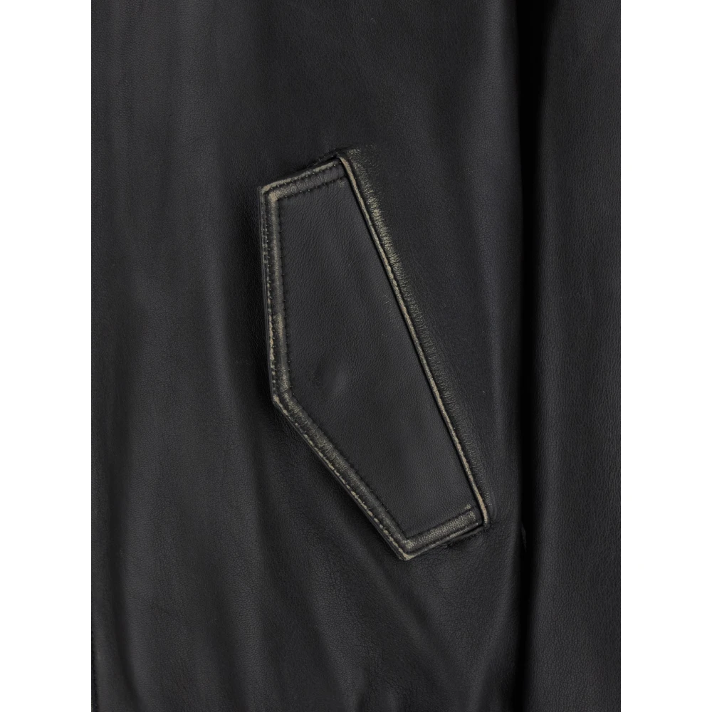 Dunst Zwarte leren jas met verontrustend effect Black Heren