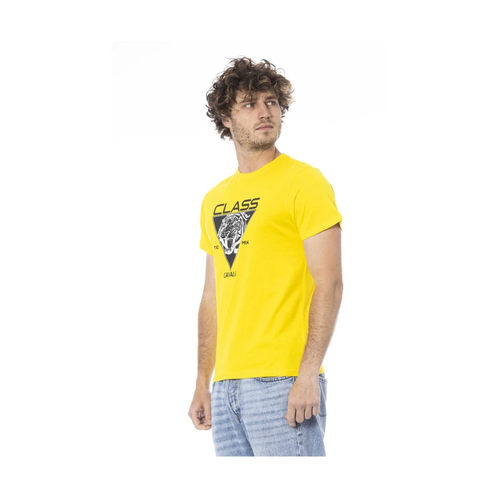 Cavalli Class Logo Print Ronde Hals T-Shirt Yellow Heren