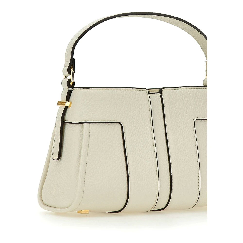 Elisabetta Franchi Gehamerd-effect vegan leren handtas in wit White Dames