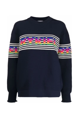Blå Casual Tröja Polyester Bomull
