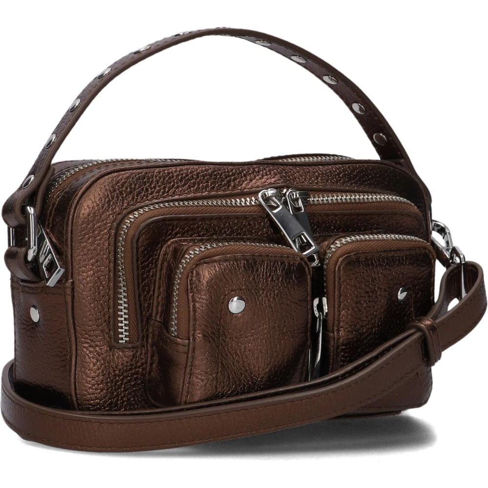 Núnoo Bronzen Metallic Schoudertas Helena Brown Dames