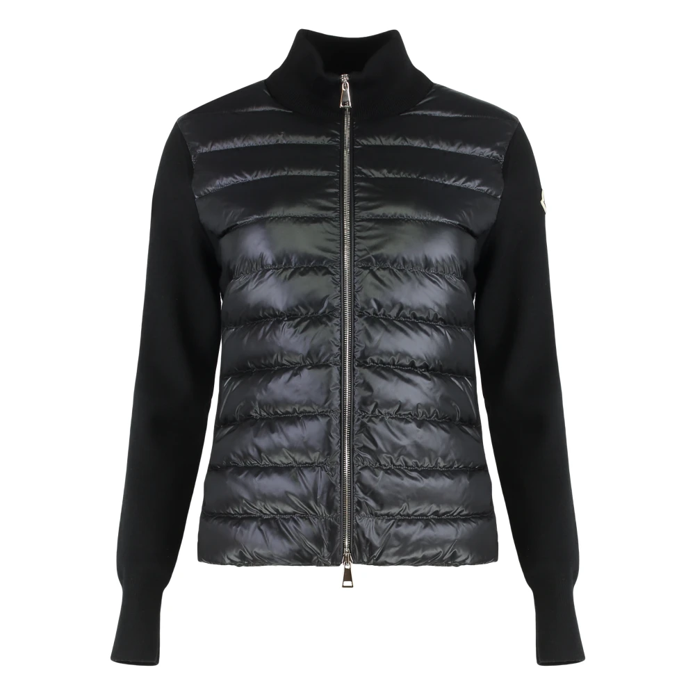 Moncler Cardigan With Padded Panels - Female - Down Jackets - Black - L - Jackets