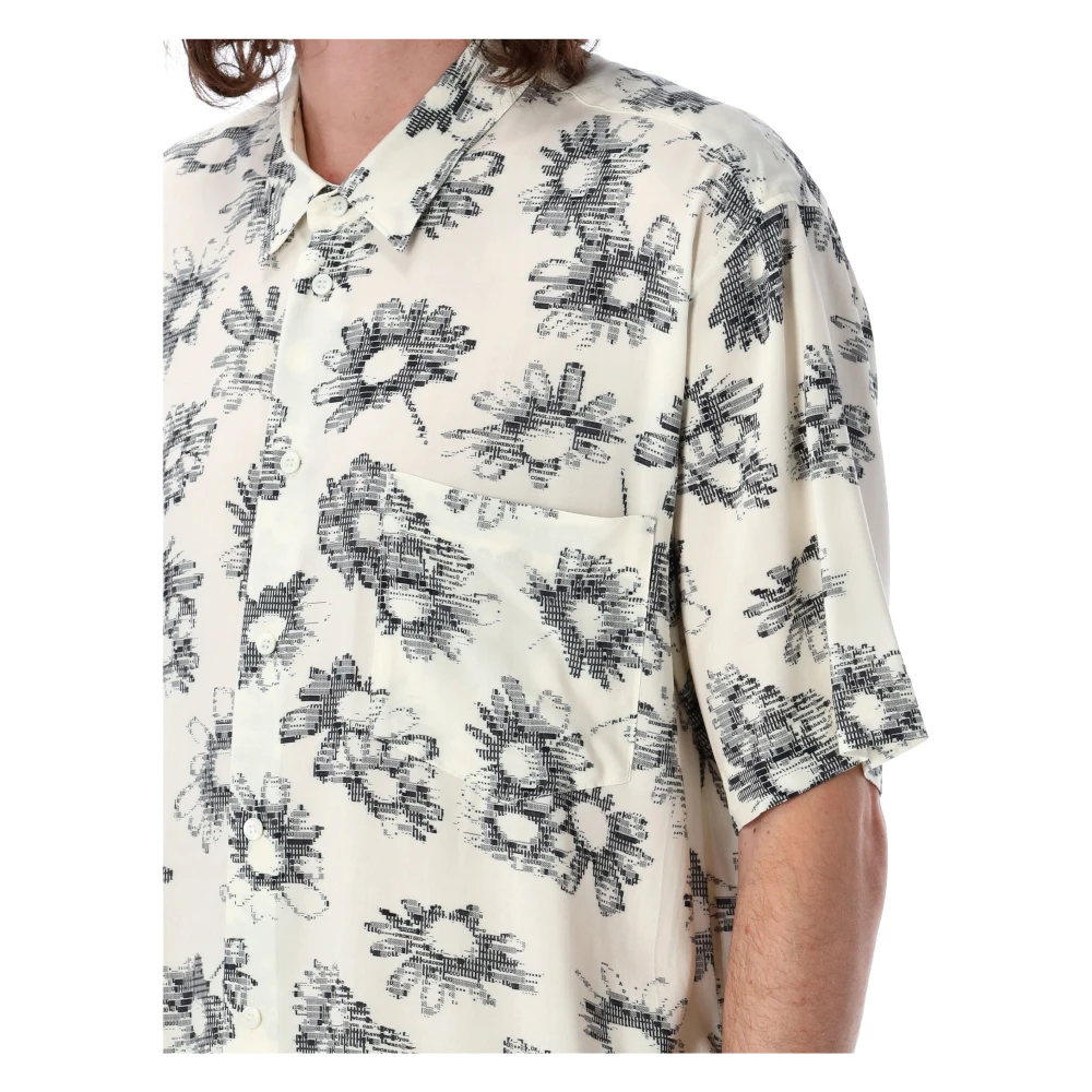 Magliano Pixel Flower Shirt Wit Korte Mouw Multicolor Heren