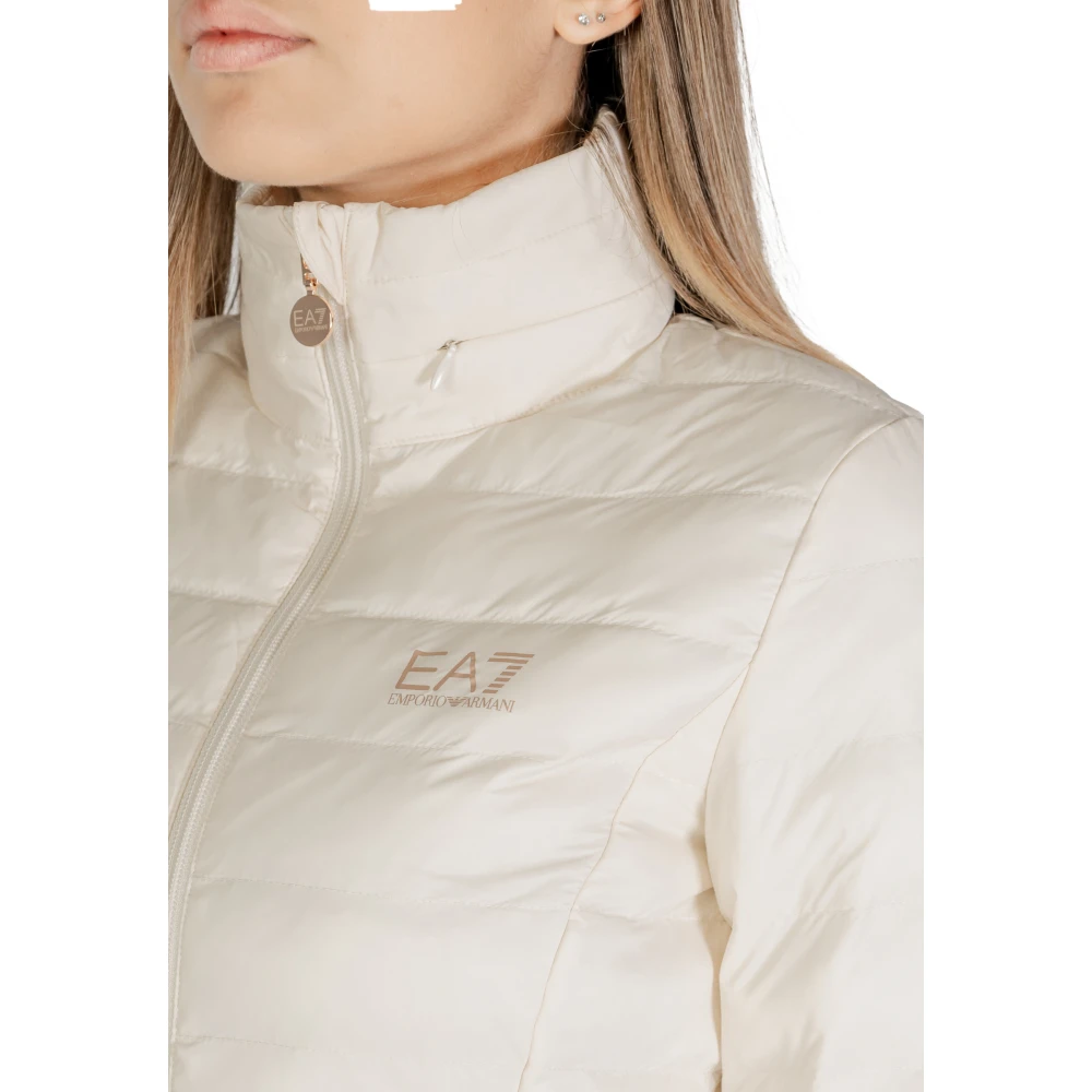 Emporio Armani EA7 Nylon Jas Herfst Winter Collectie Vrouwen Beige Dames