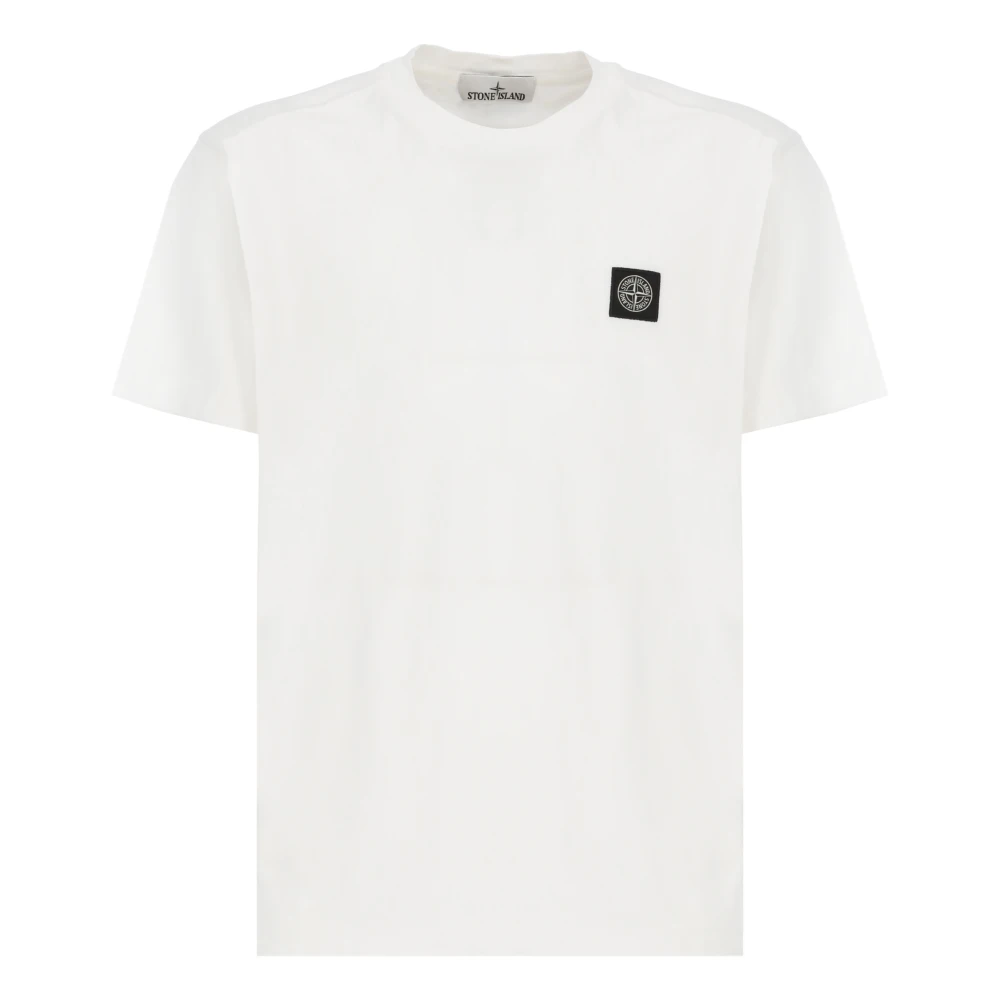 Stone Island Wit Katoenen T-shirt met Logo White Heren