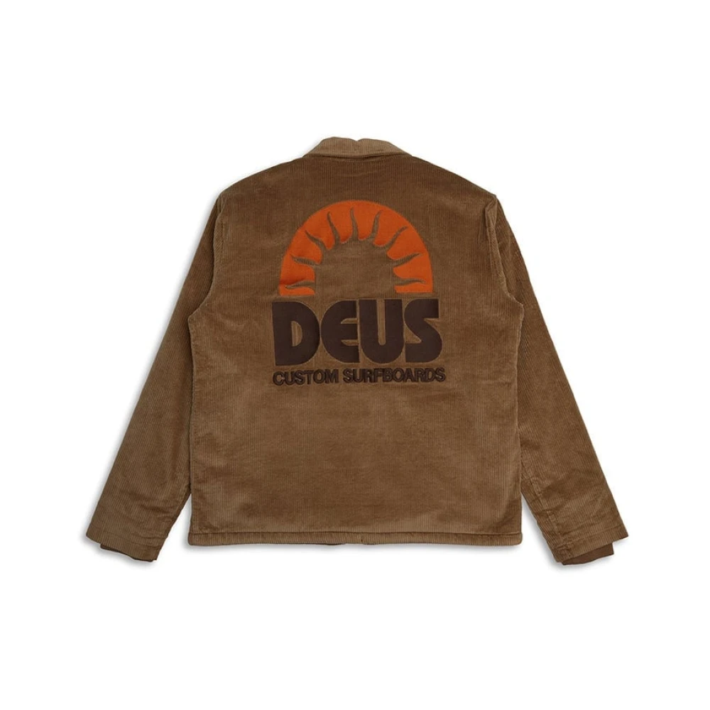 Deus Ex Machina Geborduurde Coach Jas met Sherpa Voering Brown Heren