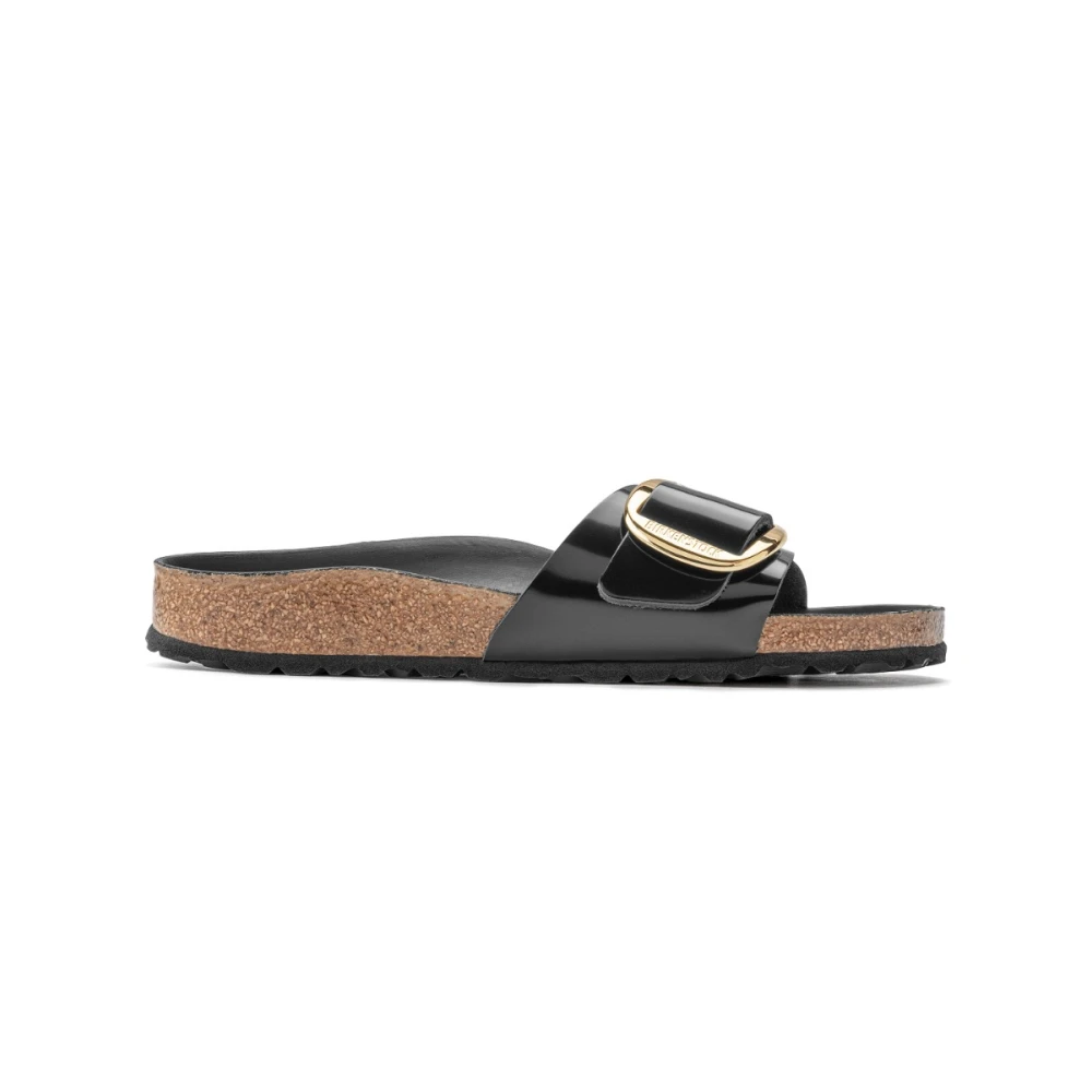 Birkenstock Women's Black Sliders, 3 Uk, Madrid Big Buckle Narrow Fit