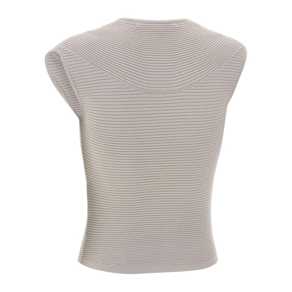 Remain Birger Christensen Taupe Ribgebreide Top Mouwloos Gray Dames