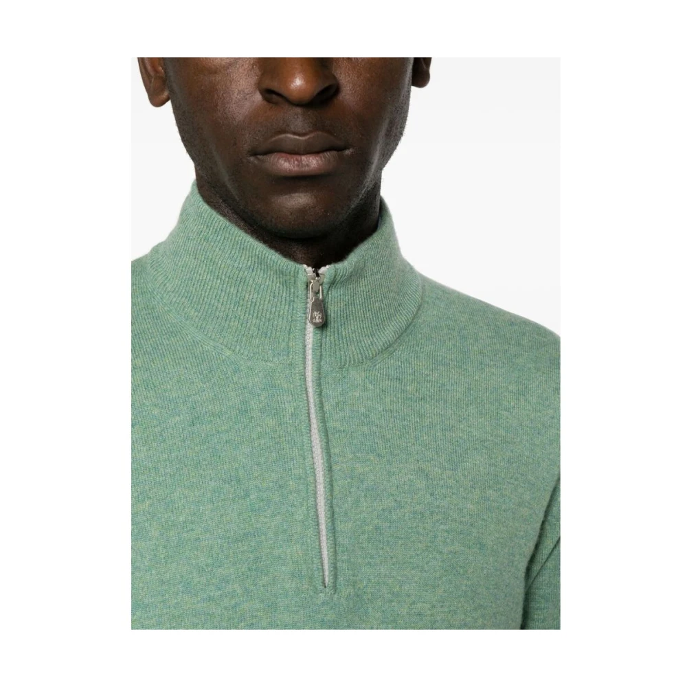 BRUNELLO CUCINELLI Jade Groene Kasjmier Gebreide Trui Green Heren