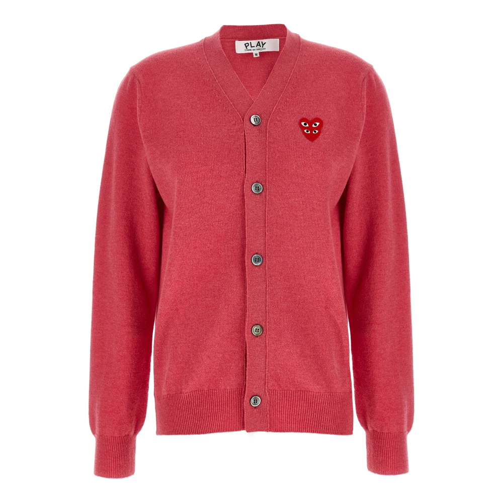 Comme Des Garçons Play Women's Pink Cardigans, Xs, Wool Mélange Cardigan