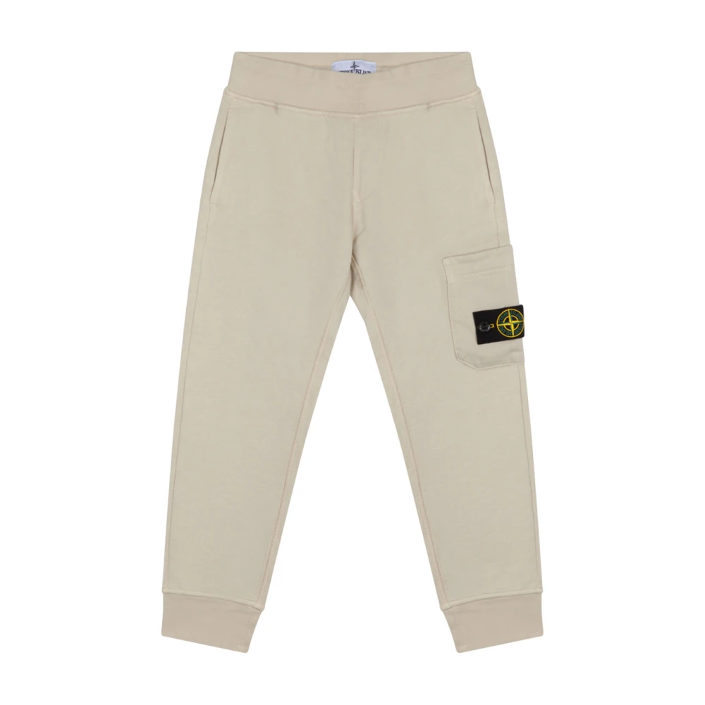 Stone Island , Sweatpants, Male, Beige, 2 Y, Logo Patch Track Trousers