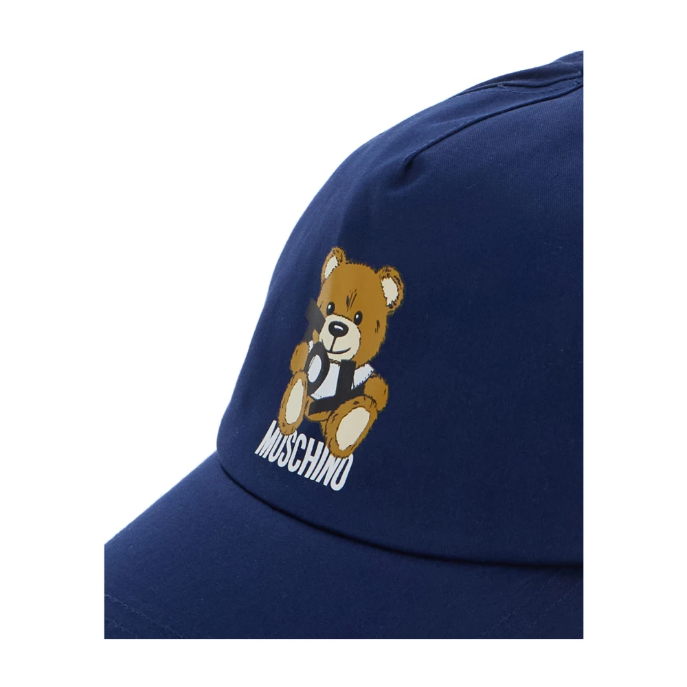 Moschino Blauwe Baseball Hat met Bear Print Blue Heren