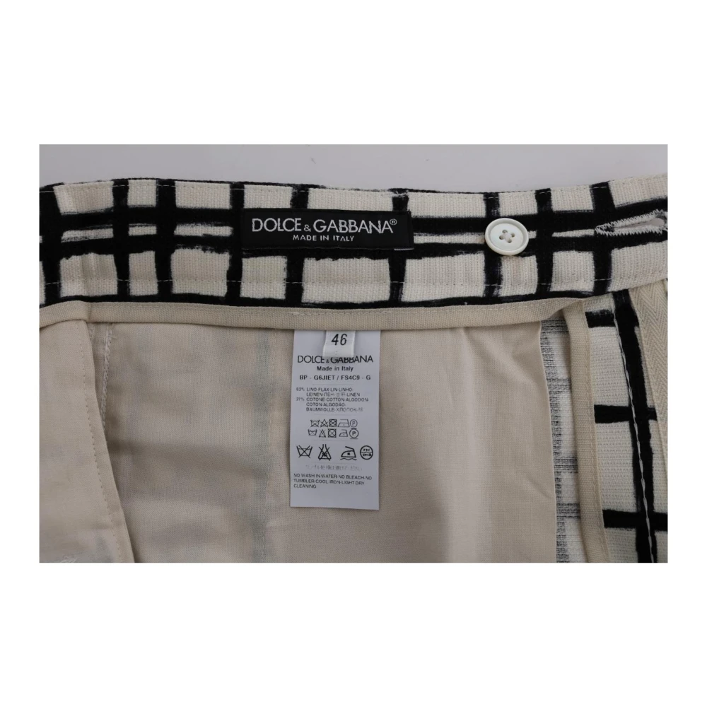 Dolce & Gabbana Gestreepte Linnen Casual Shorts White Heren