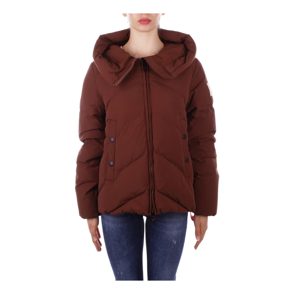 Afterlabel Hooded Jacket met zijlogo rits Brown Dames
