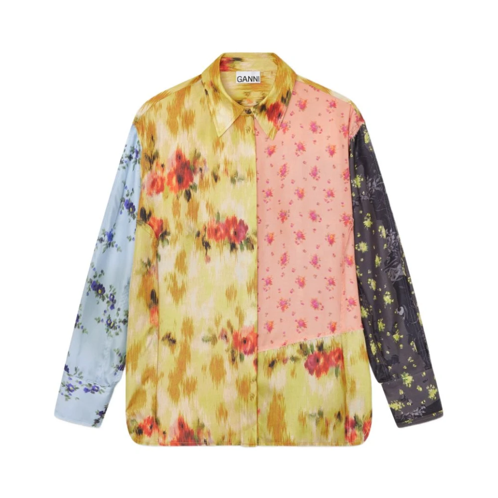 Ganni Women's Multicolor Shirt In Multi Printed Silk - Shirts - S - Blouses & Shirts