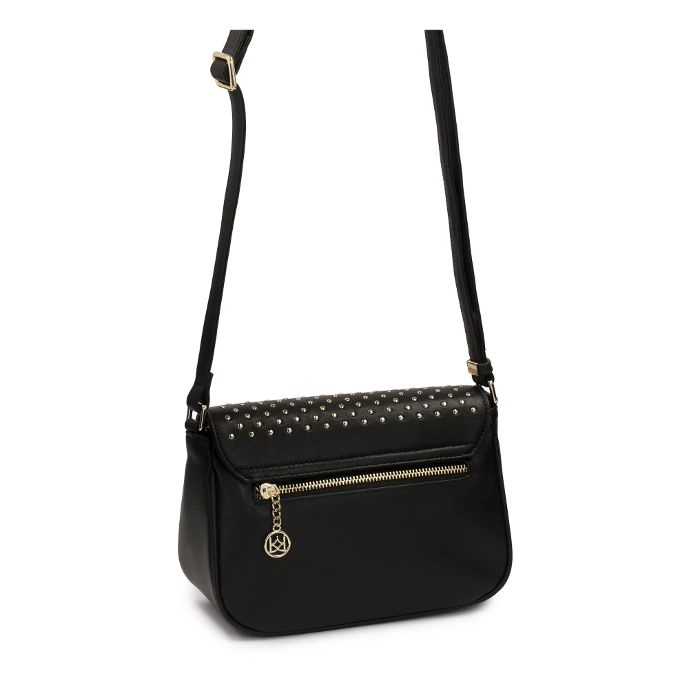 Kazar Leren schoudertas met decoratieve klep Black Dames