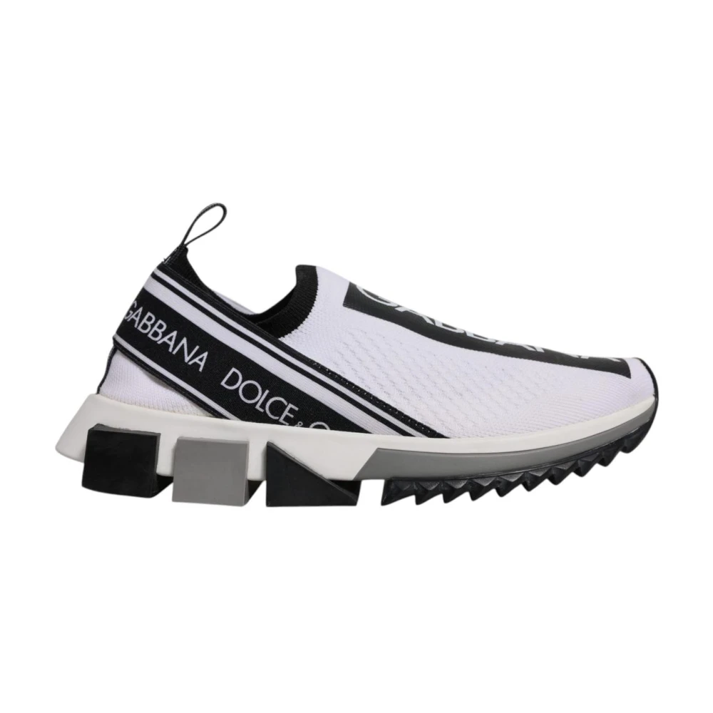 Dolce & Gabbana Women's White Sneakers, 4 Uk, Black Slip On Sorrento Trainers