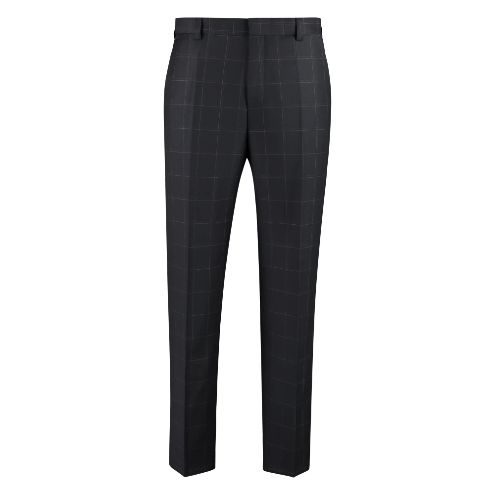 Hugo Boss Geruite stretch wollen broek Black Heren