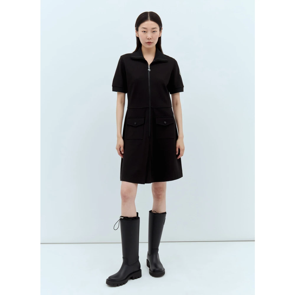 Moncler Milano Weave Polo Mini Jurk Black Dames