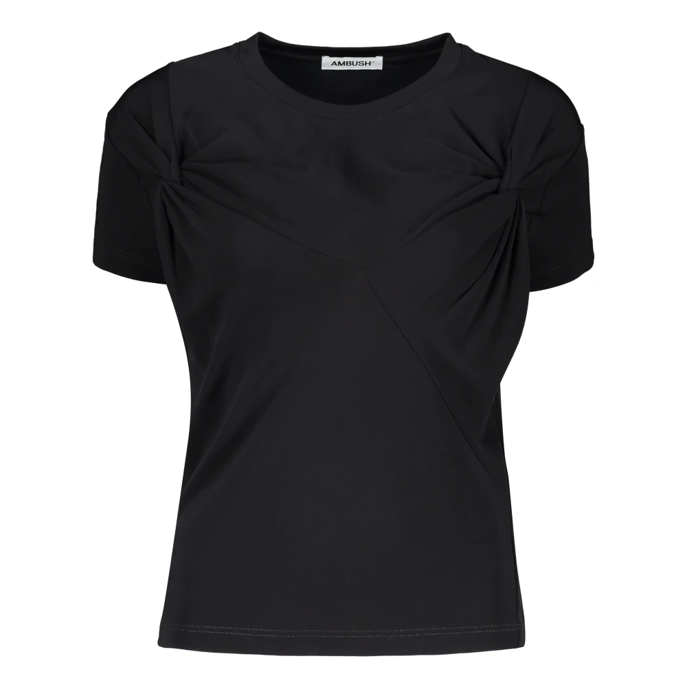 Ambush Gathered Front Viscose T-shirt Black Dames