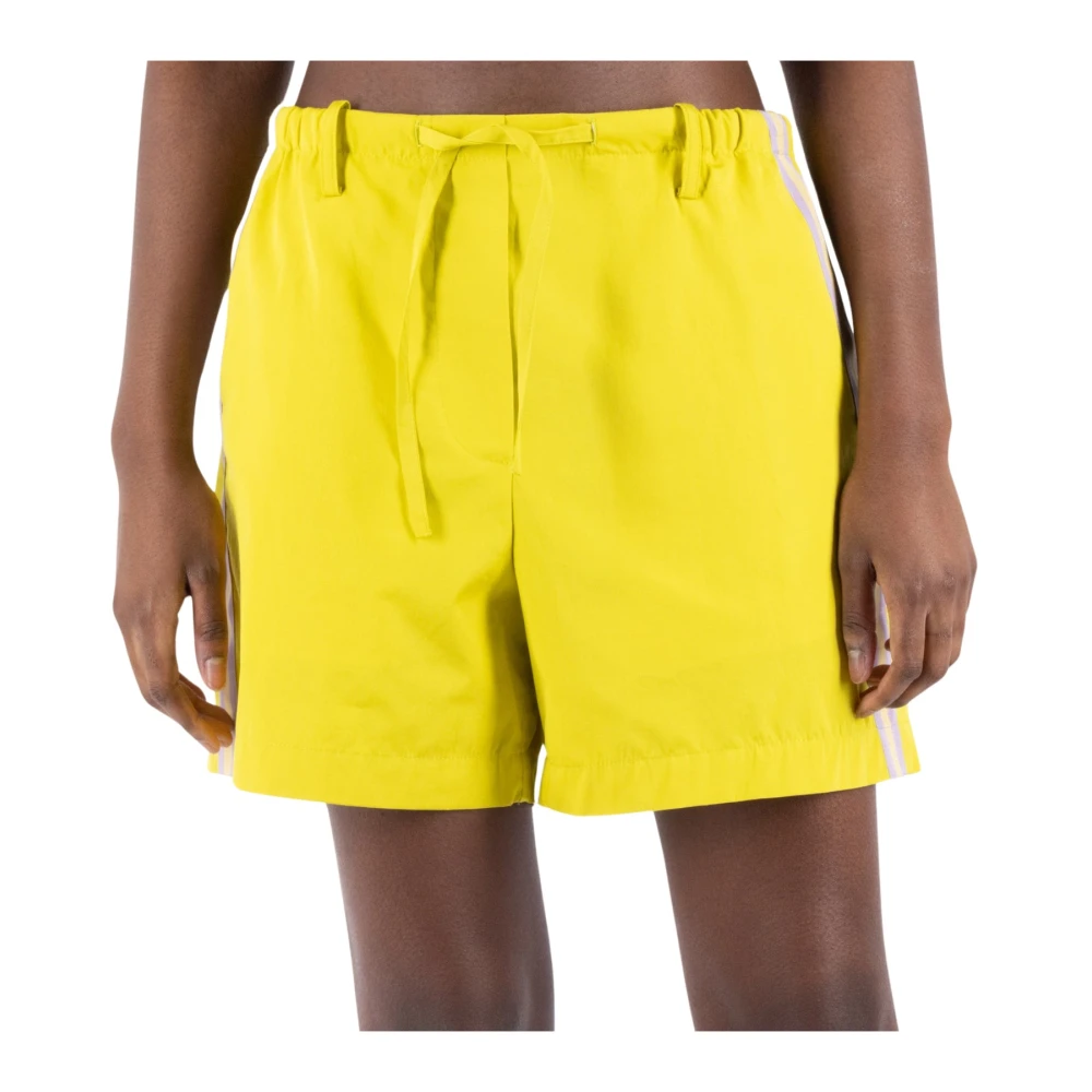 Dries Van Noten Hoge Taille Lime Shorts Yellow Dames