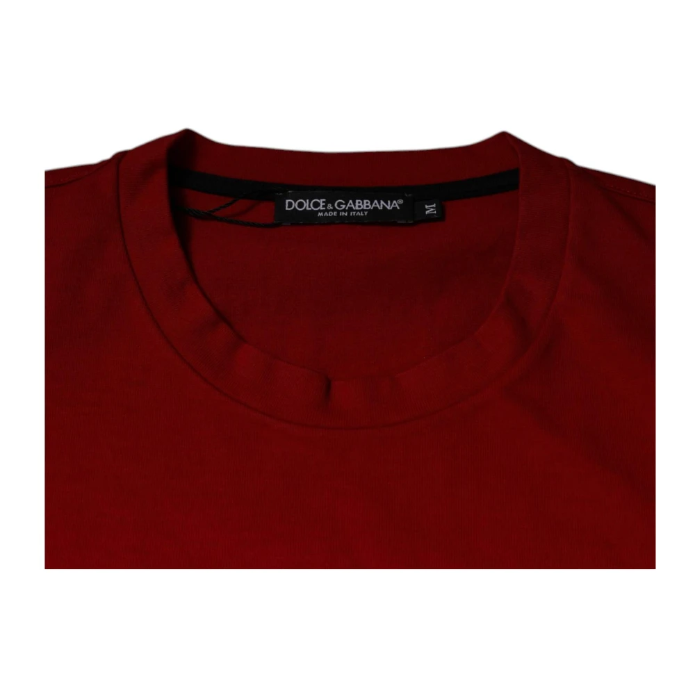 Dolce & Gabbana Rode Grafische Print Katoenen Crew Neck T-shirt Red Heren