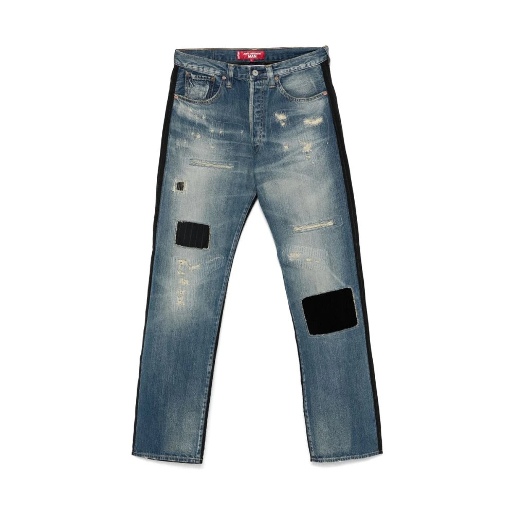 Junya Watanabe Patchwork Denim Straight Leg Jeans Blue Heren