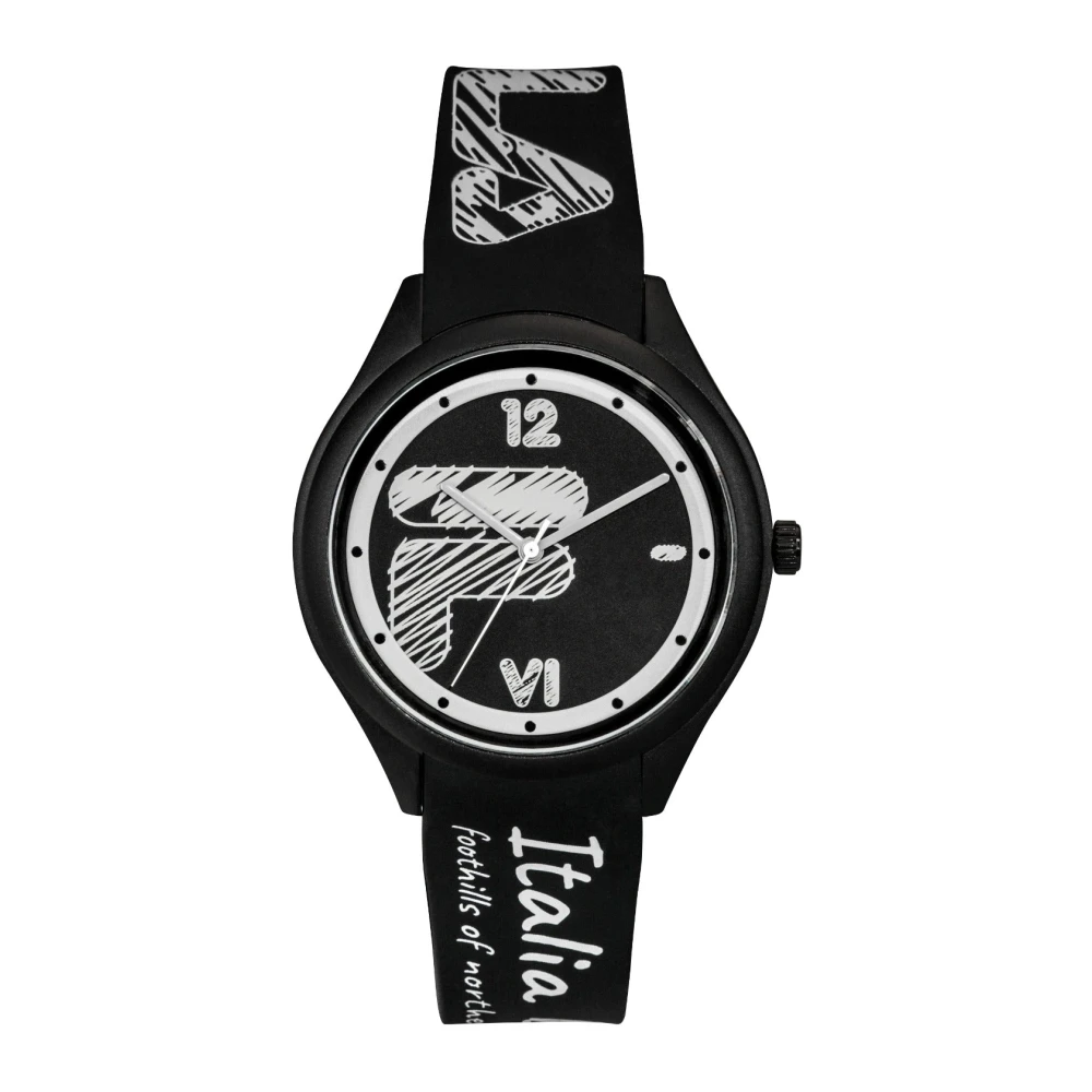 Fila Unisex Black Adult Watch Filastyle 44 Mm Silicone Strap 38-321