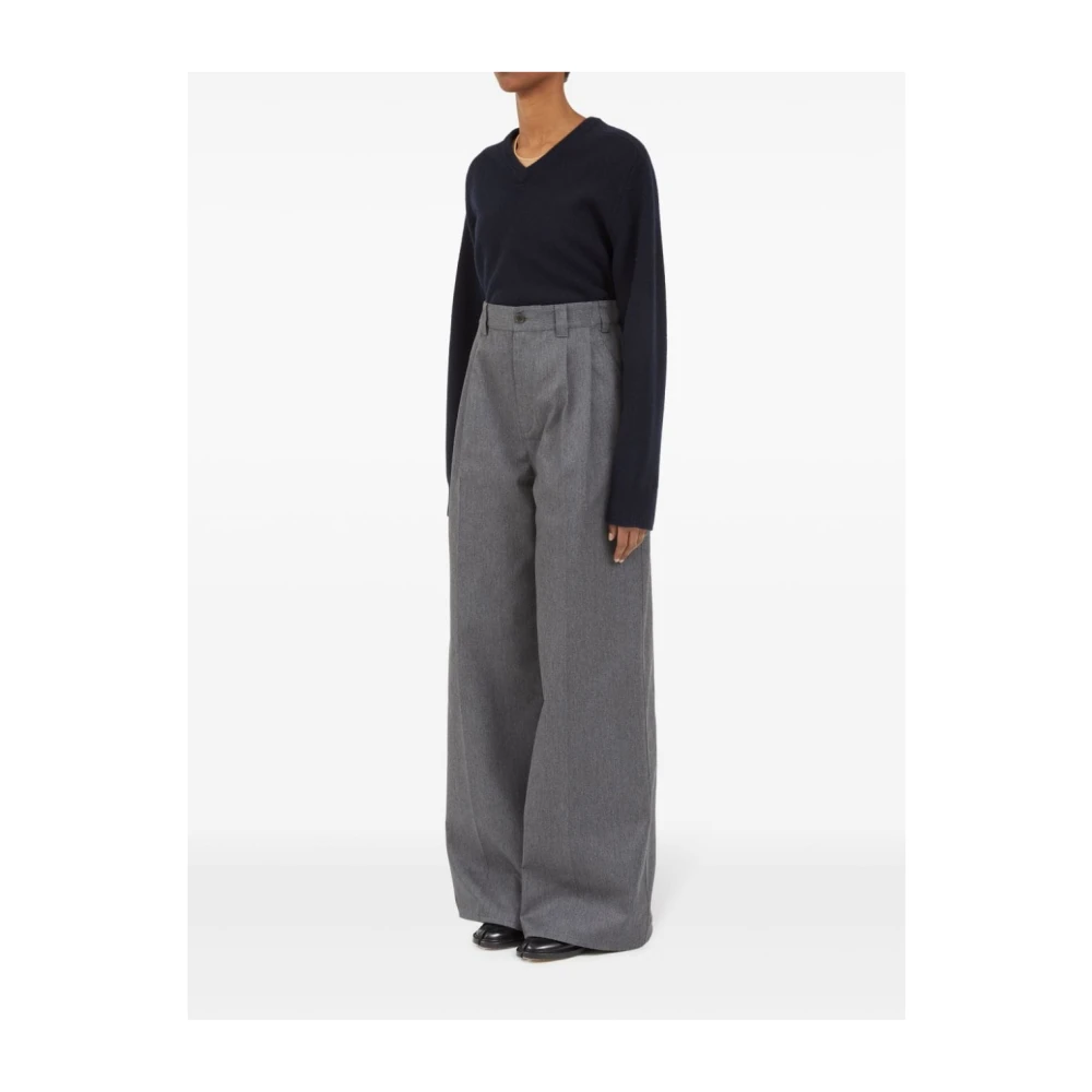 Maison Margiela Hoge Taille Wijde Pijp Broek Grigio Gray Dames