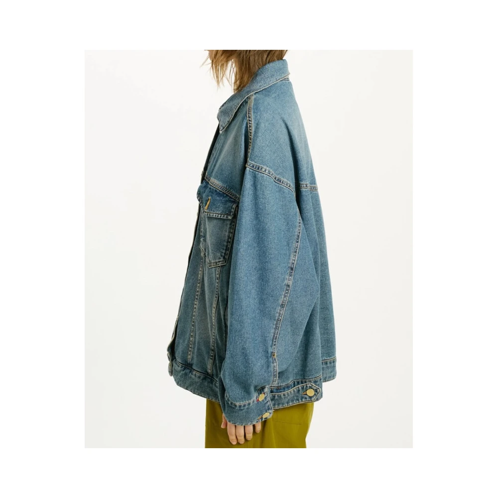 Momoni Oversized spijkerjasje met verlaagde schouders Blue Dames