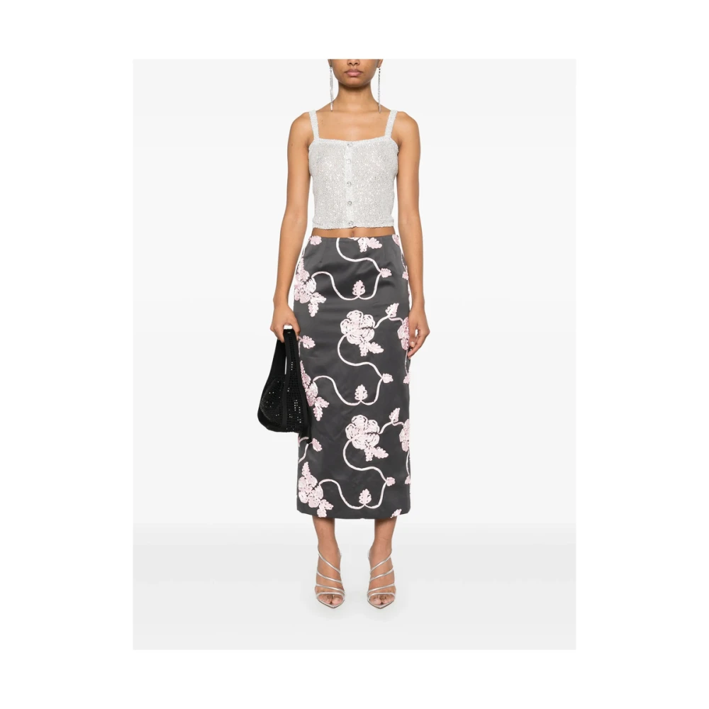Rotate Birger Christensen Donkergrijze Ritsrok Black Dames
