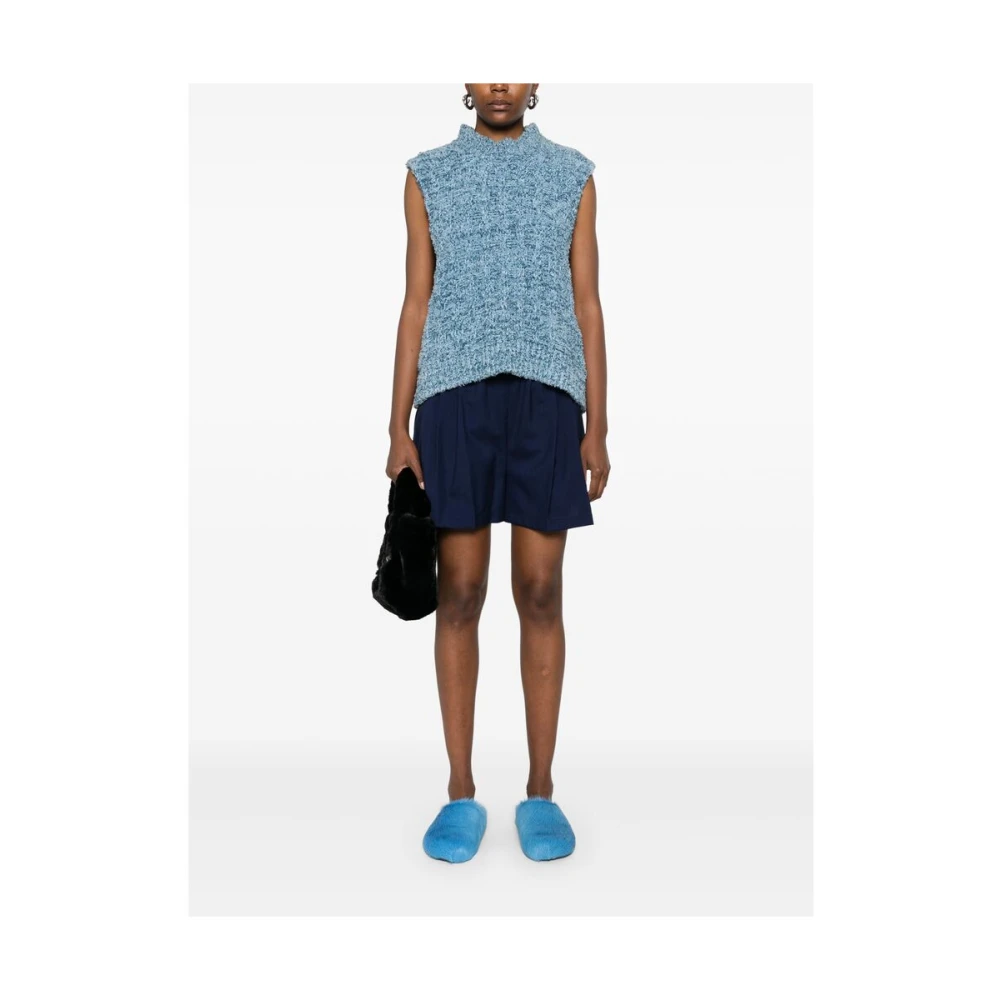 Marni Geplooide Wol Slip-On Broek Blue Dames