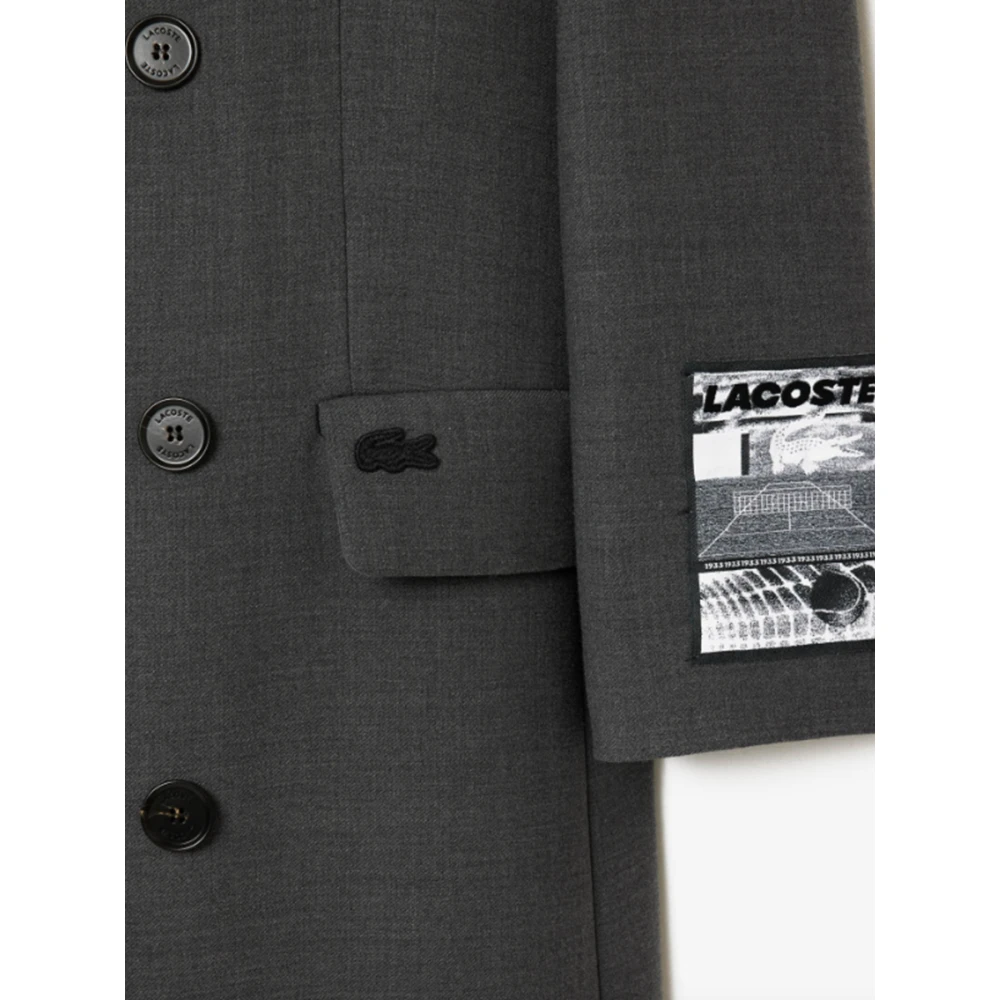 Lacoste Lange Wollen Jas in Grijs Gray Heren