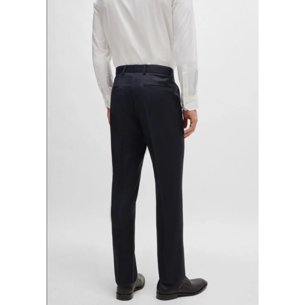 Hugo Boss Blauwe Wol Serge Slim Fit Broek Blue Heren