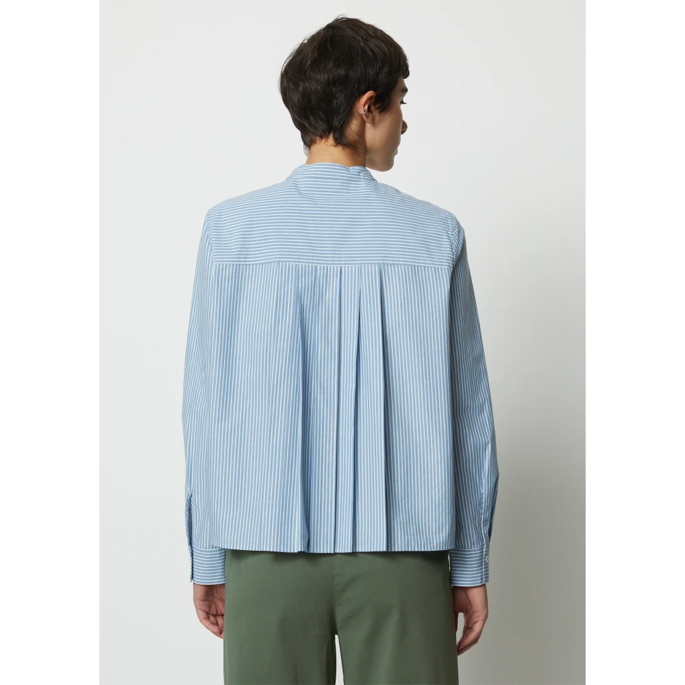 Marc O'Polo Gestreepte blouse met plooidetail normaal Blue Dames