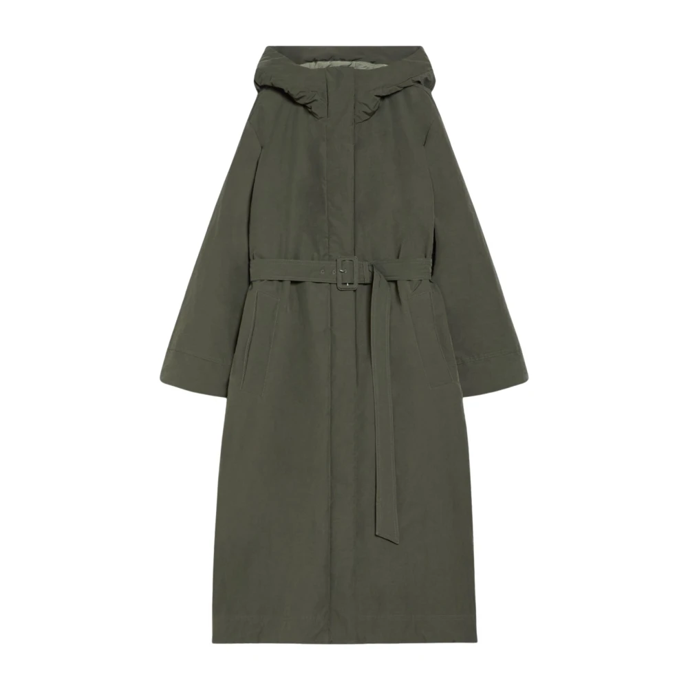 Max Mara Weekend Omkeerbare Parka met Capuchon en Riem Green Dames