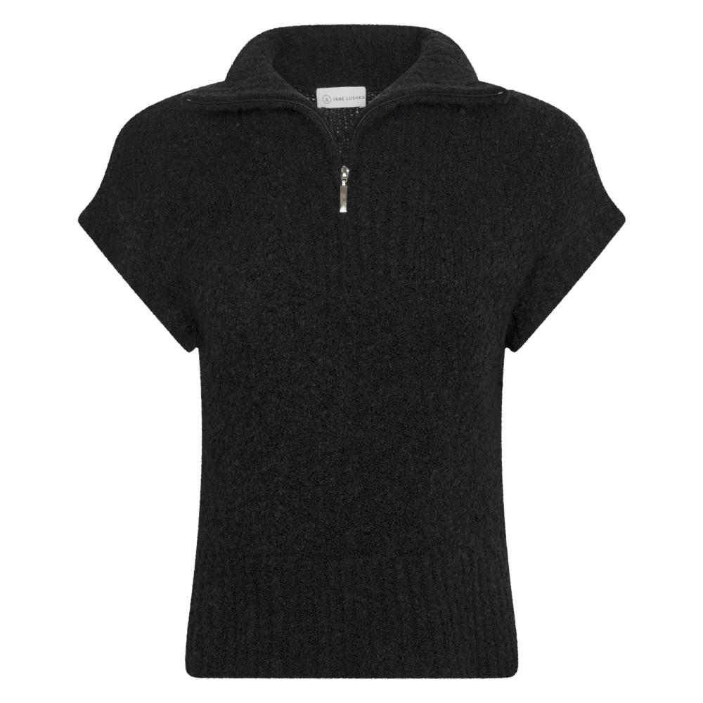 Jane Lushka Zwarte Teddy Vest | Boucle Effect Black Dames