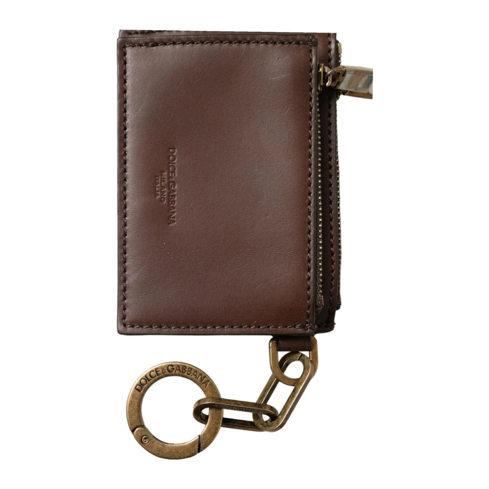 Dolce & Gabbana Luxe Leren Sleutelhanger Muntportemonnee Portemonnee Brown Heren