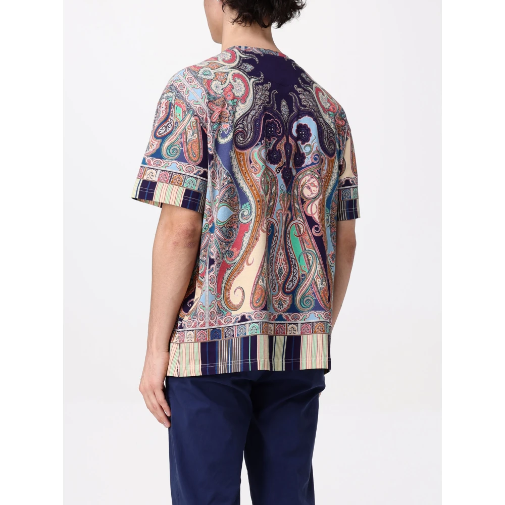 ETRO Effen T-shirt Geen Logo Multicolor Heren