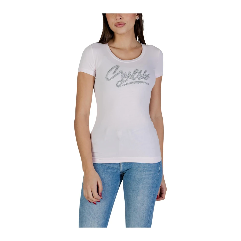 Guess Women's White Short Sleeve Round Neck T-Shirt