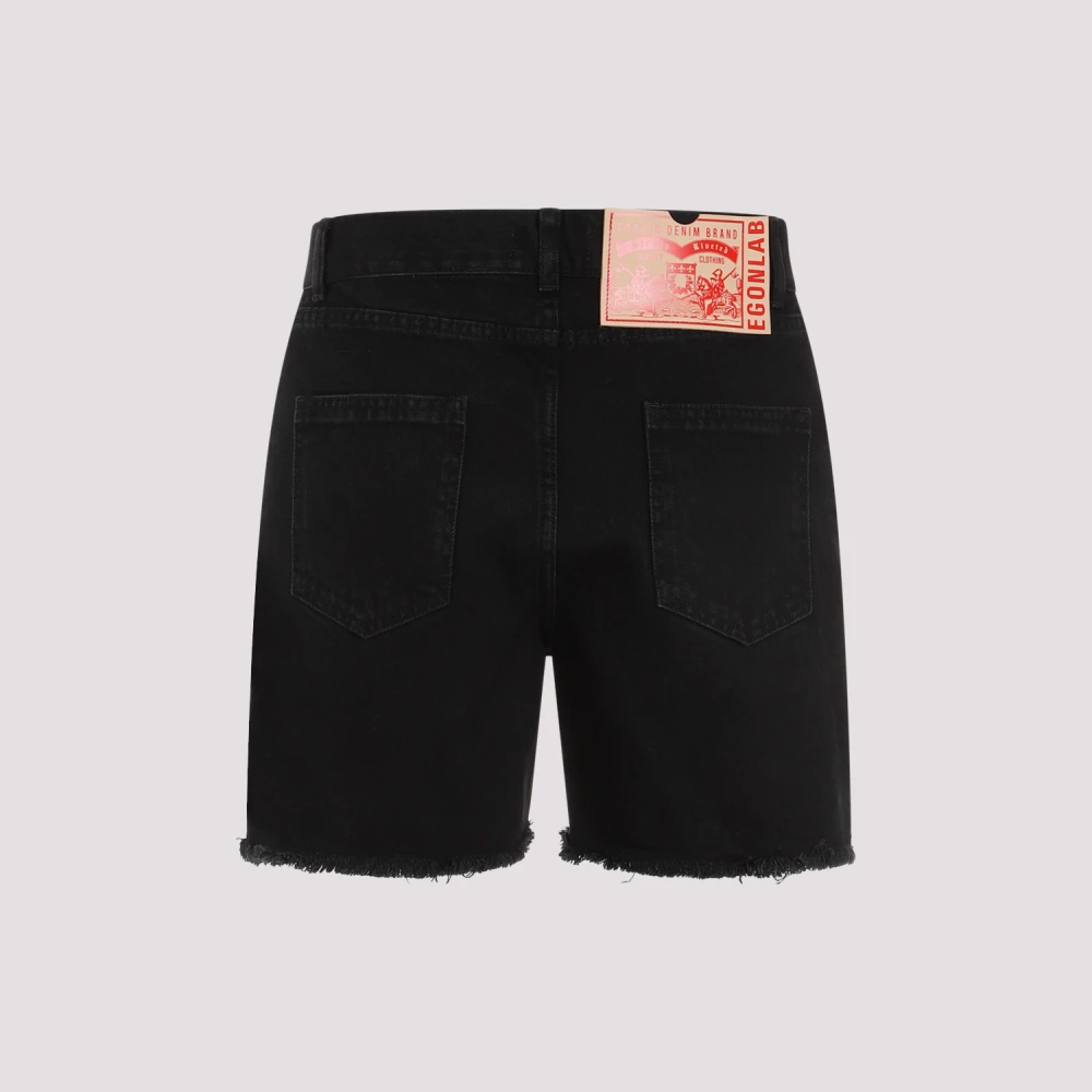 EgonLab Zwarte Stonewashed Denim Shorts Black Heren