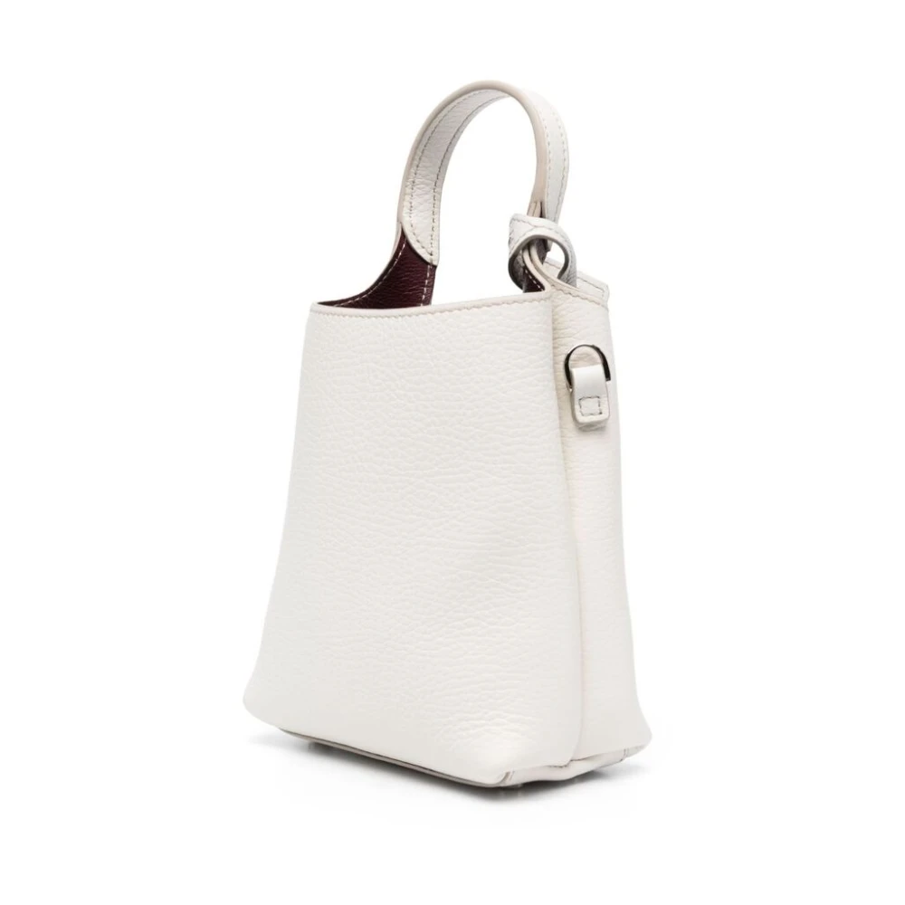 TOD'S Witte leren handtas met logohanger White Dames
