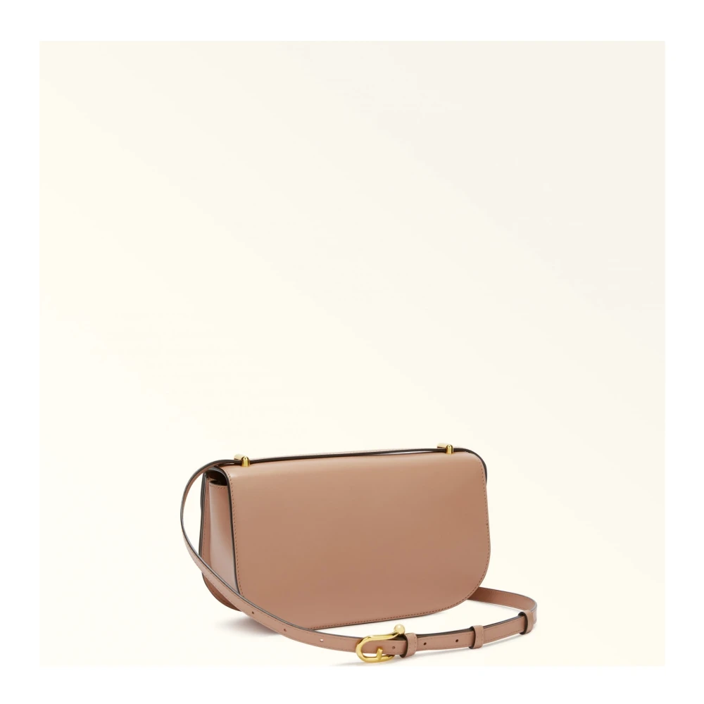 Furla Roze leren schoudertas met suède details Pink Dames